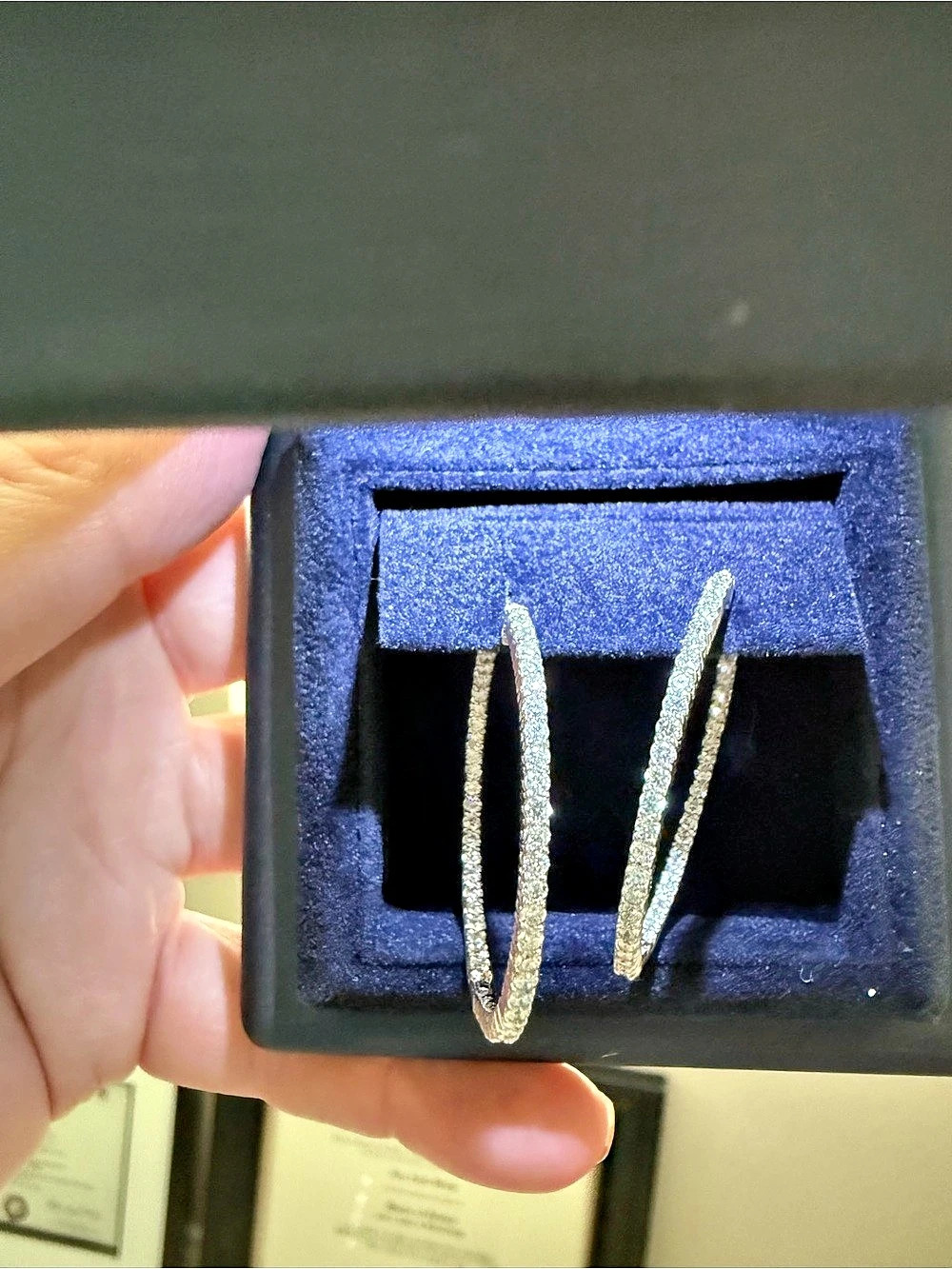 14K Lab Diamond Inside Out Hoop Earrings